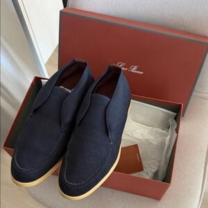 Loro PianaNavy Blue Men's Slip-On Shoes